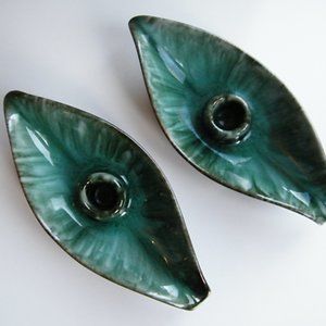 Blue Mountain Pottery Candle Holder Pair
